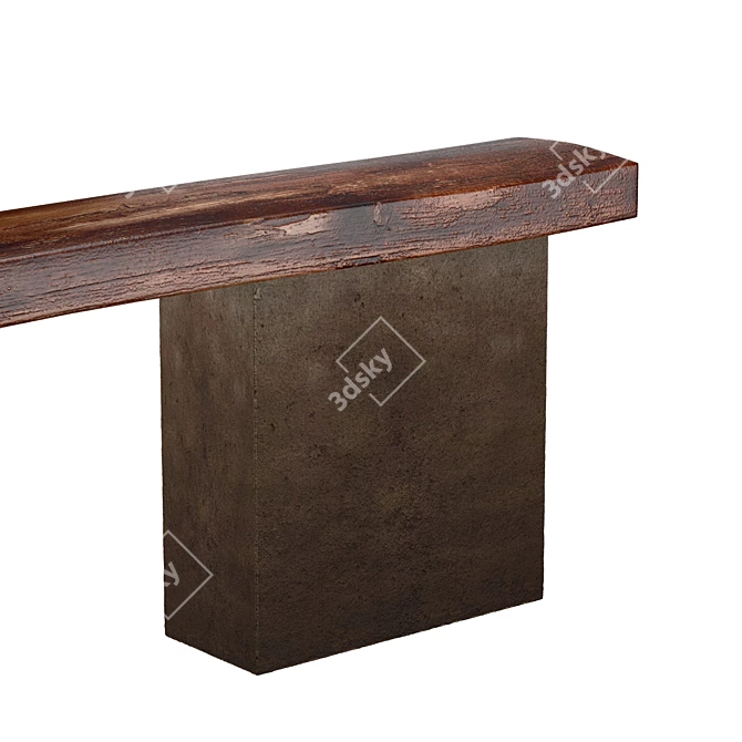 Antique Oak Console with Decorative Stone 3D model image 3