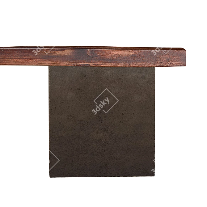 Antique Oak Console with Decorative Stone 3D model image 4