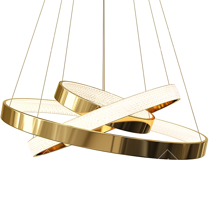 Oracle 3 Rings Gold Chandelier 3D model image 2