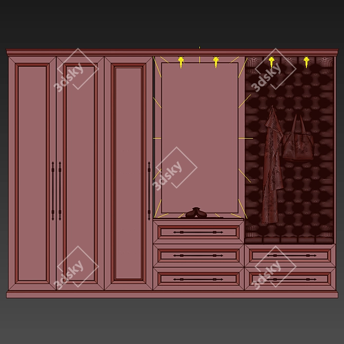 Custom Hallway Organizer | 3450x2600x500 mm 3D model image 2