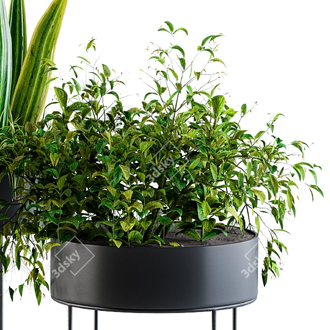 Sleek Black Planter Box 3D model image 2