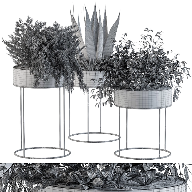 Sleek Black Planter Box 3D model image 4