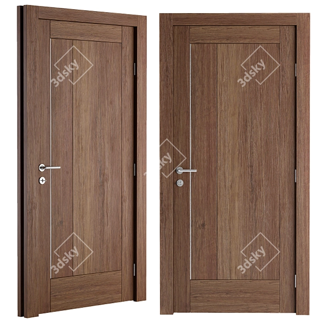 Sleek Wooden Entry Door 3D model image 1