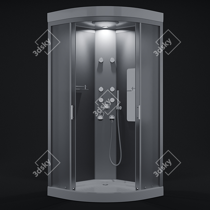 Modern Corner Shower Stall 3D model image 1