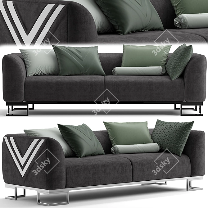 Sleek Contemporary Sofa 3D model image 1