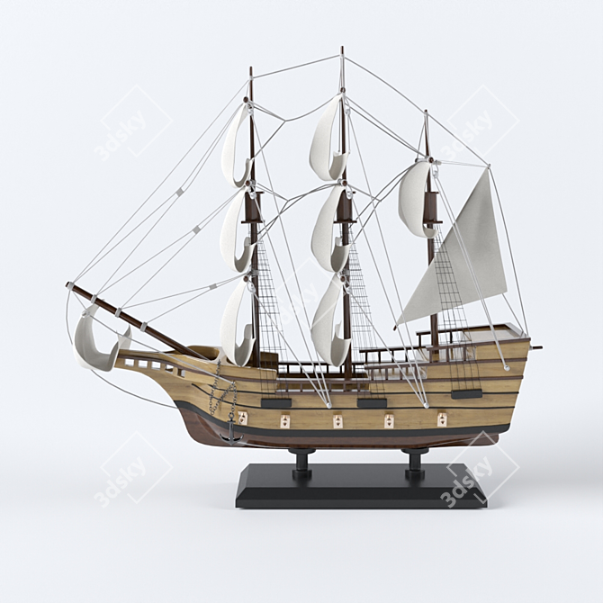 Nautical Poly Boat Decor 3D model image 1