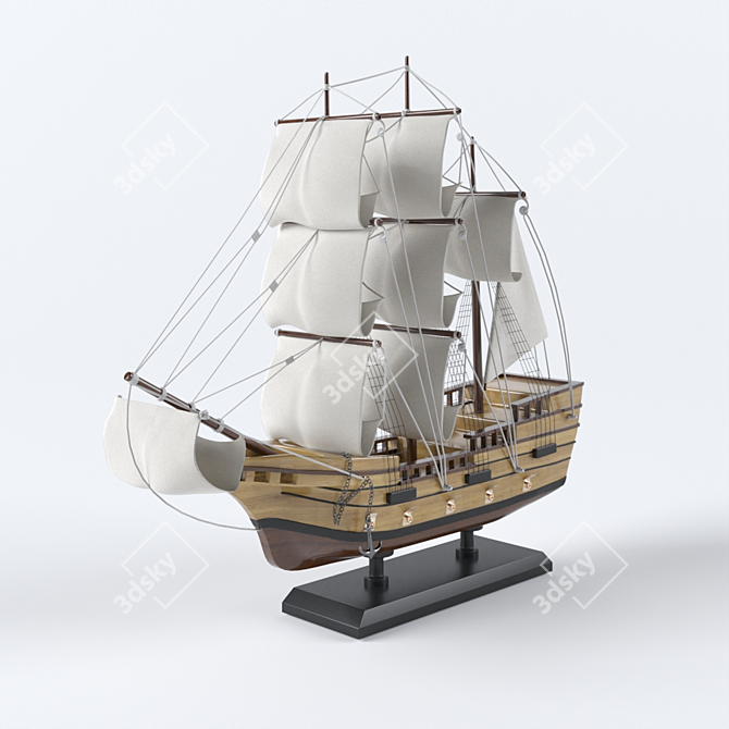 Nautical Poly Boat Decor 3D model image 3