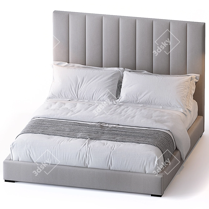 Modern Modena Queen Bed 3D model image 2