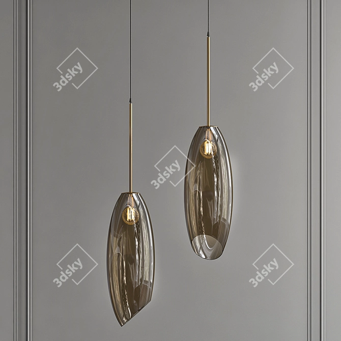 Elegant Rosy Gold Glass Pendant Light 3D model image 1