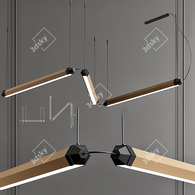 Modern Zigo Zago Pendant Light 3D model image 1