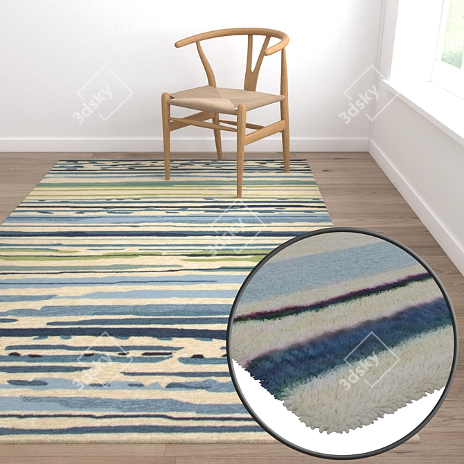 Premium Set of 3 High-Quality Carpets 3D model image 5