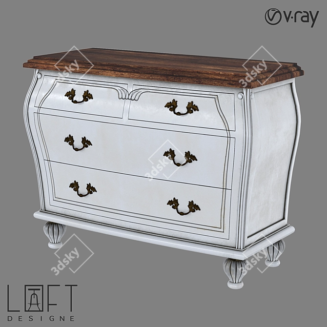 Rustic Wood Chest of Drawers 3D model image 1