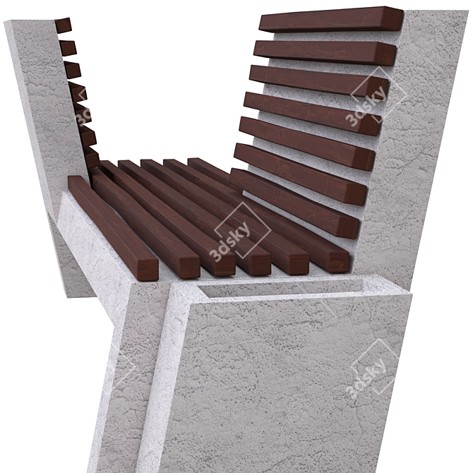 Concrete Park Benches, 4k Textures 3D model image 2