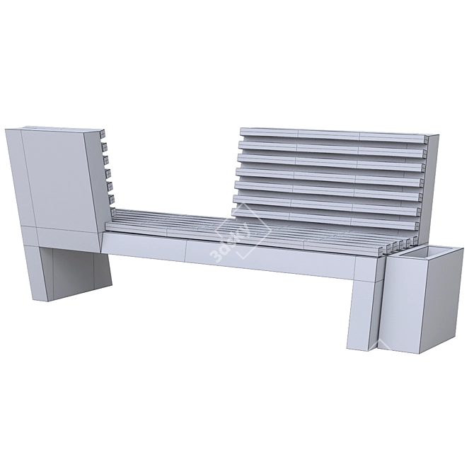 Concrete Park Benches, 4k Textures 3D model image 3