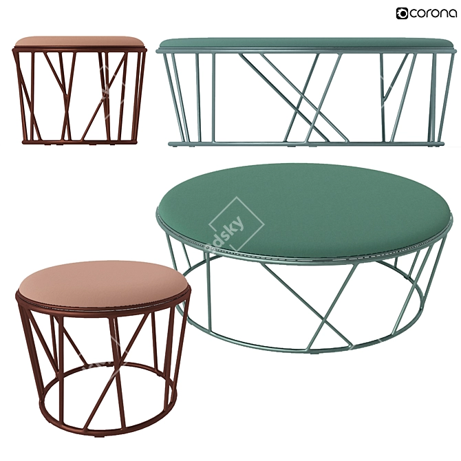 Wild Garden Pouf | Versatile Outdoor Seating 3D model image 1