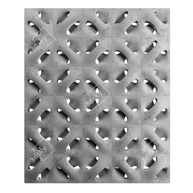 Concrete Modular Decorative Partition 3D model image 1