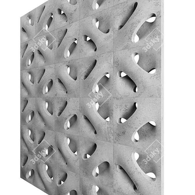 Concrete Modular Decorative Partition 3D model image 3