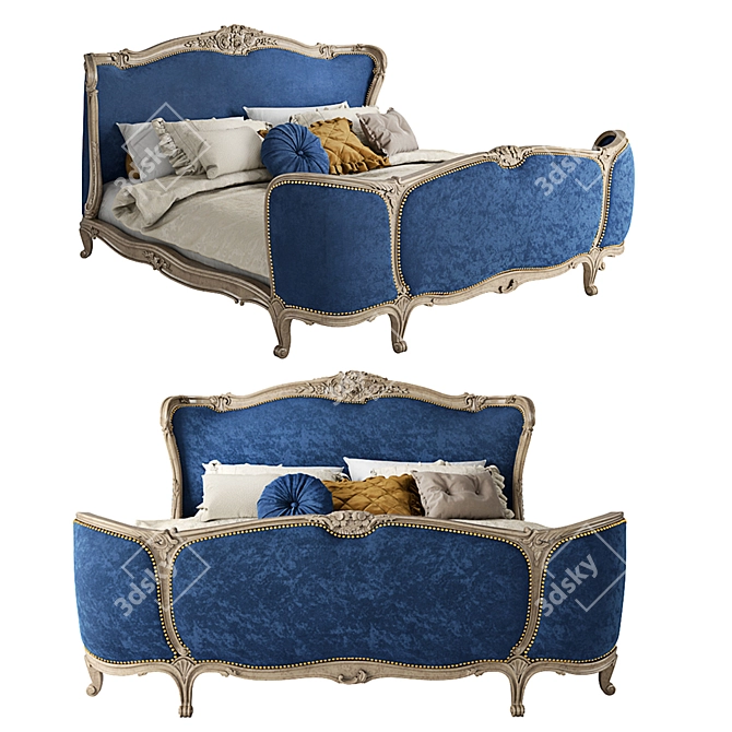 Elegant French King Bed 3D model image 2