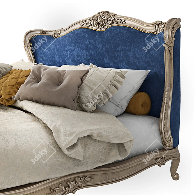 Elegant French King Bed 3D model image 3