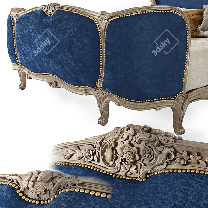 Elegant French King Bed 3D model image 4