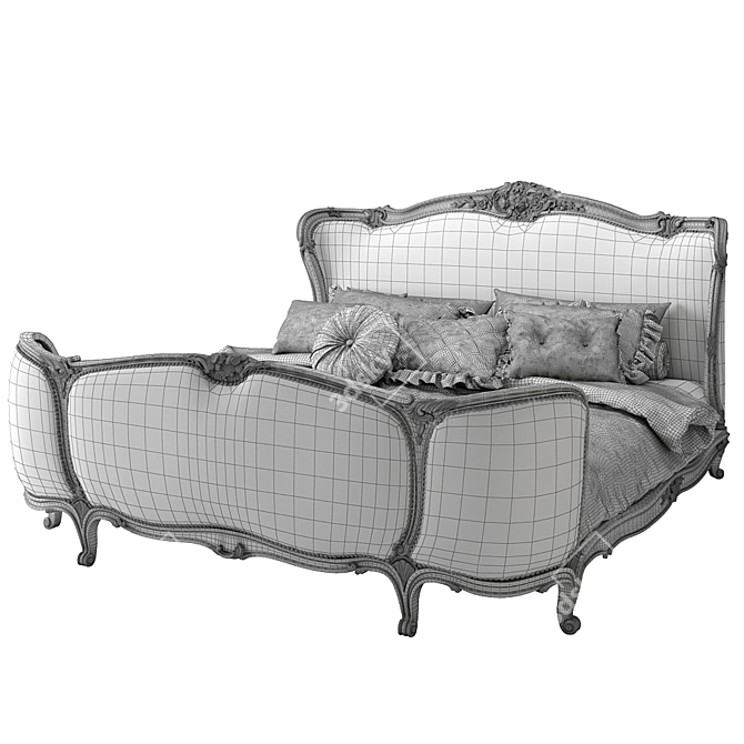 Elegant French King Bed 3D model image 5