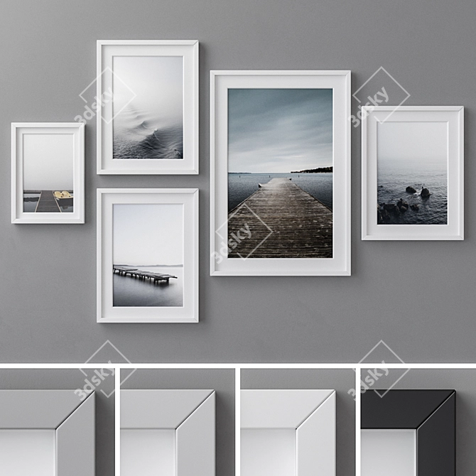 Elegant 5-Piece Photo Frame Set 3D model image 1