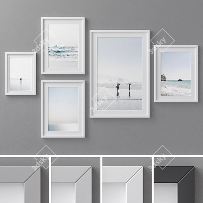  Multicolor Photo Frames Set 140 3D model image 1