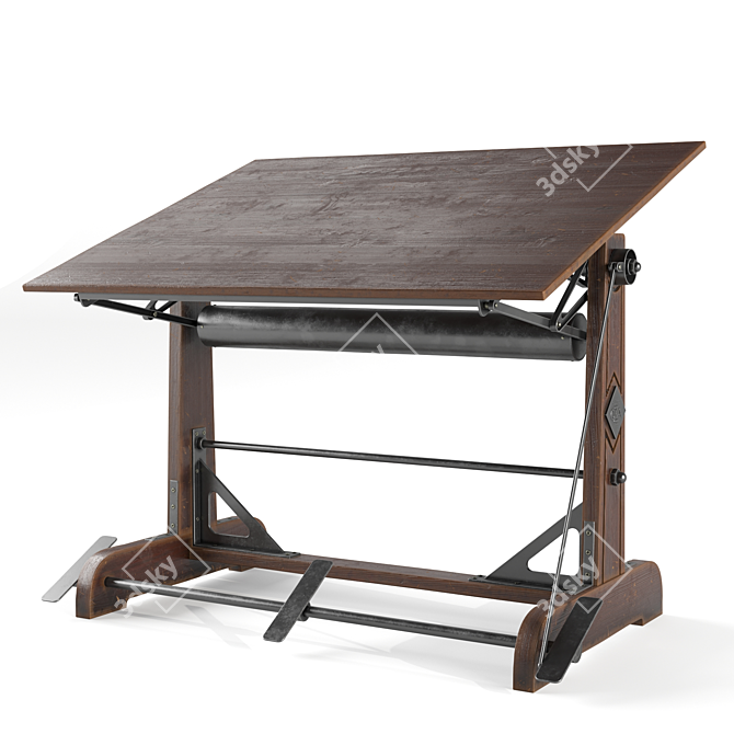 Title: Vintage Drafting Table 3D model image 1