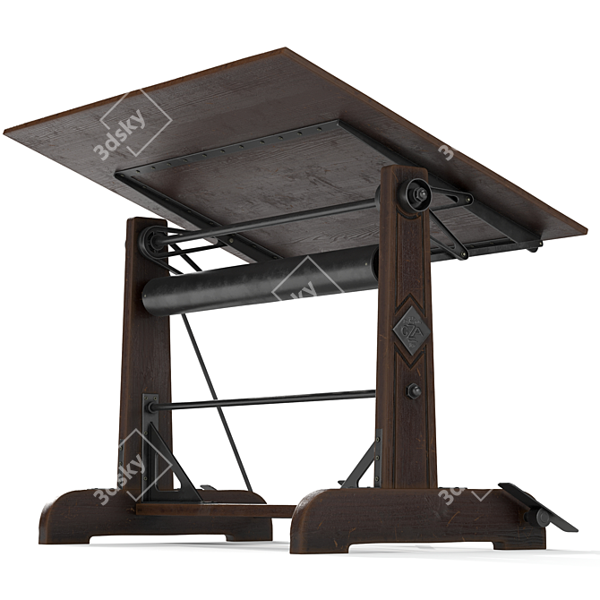 Title: Vintage Drafting Table 3D model image 2