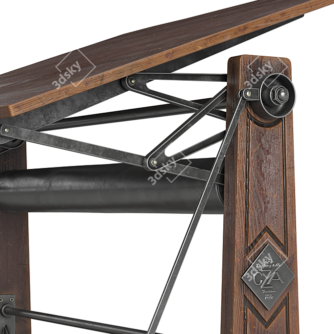 Title: Vintage Drafting Table 3D model image 3