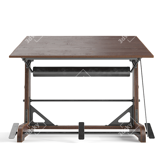 Title: Vintage Drafting Table 3D model image 5