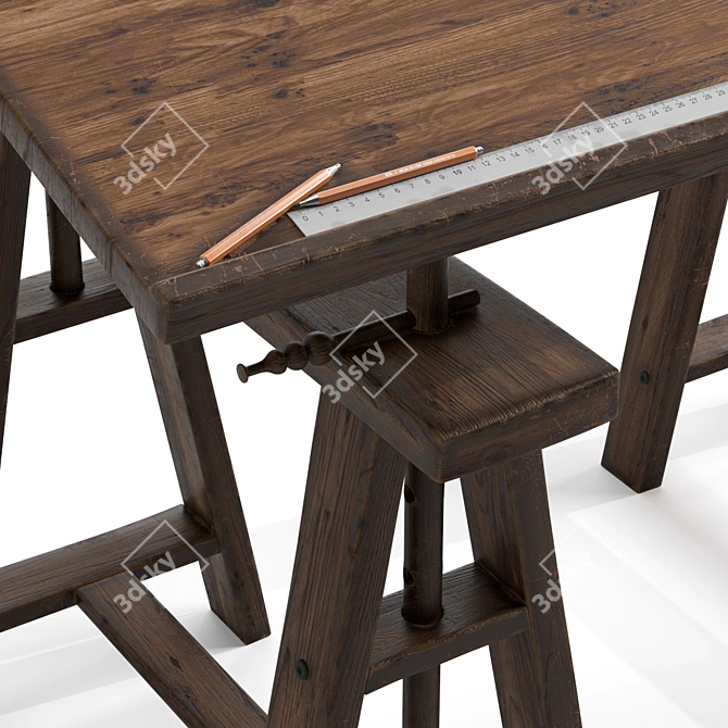 Modern Drafting Table: Photorealistic 3D Model 3D model image 2