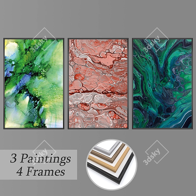 Elegant Canvas Art Set 3D model image 1