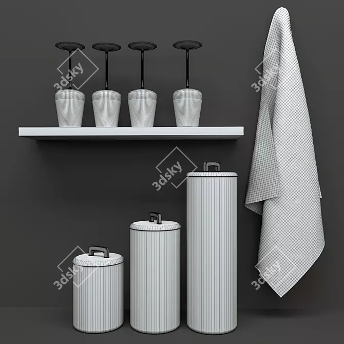 Zara Home Storage Jar Set - Organize Your Kitchen 3D model image 4