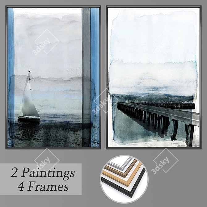 Wall Art Set 884 | 2 Paintings, 4 Frame Options 3D model image 1