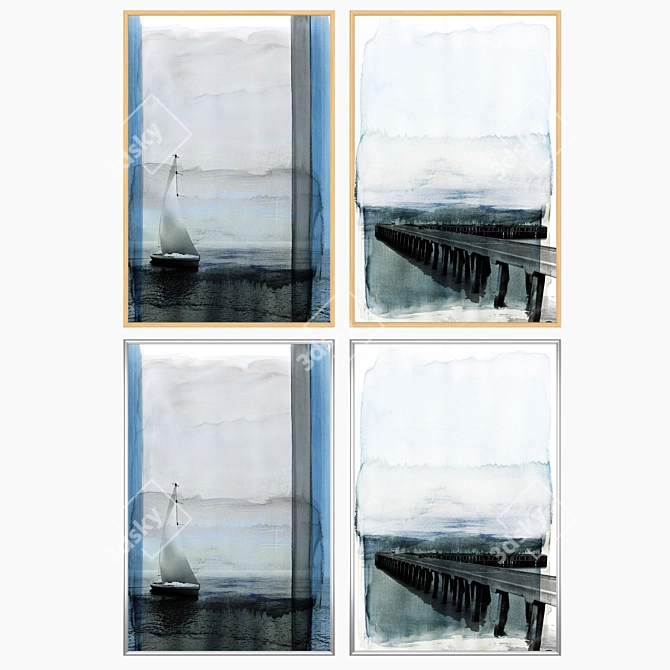 Wall Art Set 884 | 2 Paintings, 4 Frame Options 3D model image 3