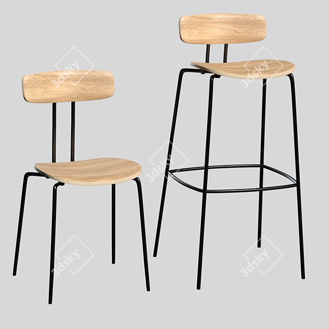 Modern Style: ZEITRAUM OKITO Plywood Chairs 3D model image 5