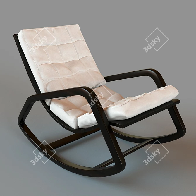 Ontario Beige Armchair - Modern Style, Cotton Upholstery, Venge Wood Base 3D model image 1