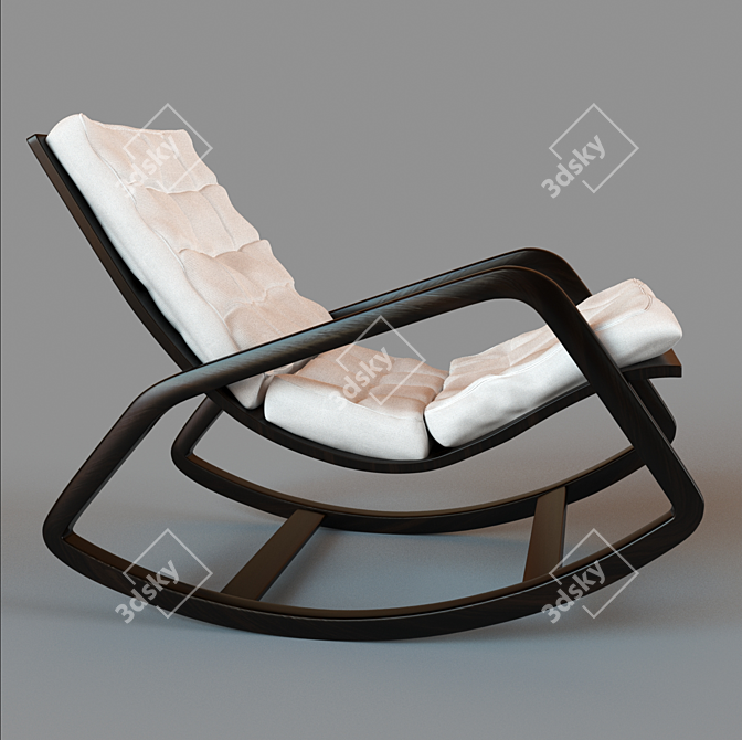 Ontario Beige Armchair - Modern Style, Cotton Upholstery, Venge Wood Base 3D model image 2