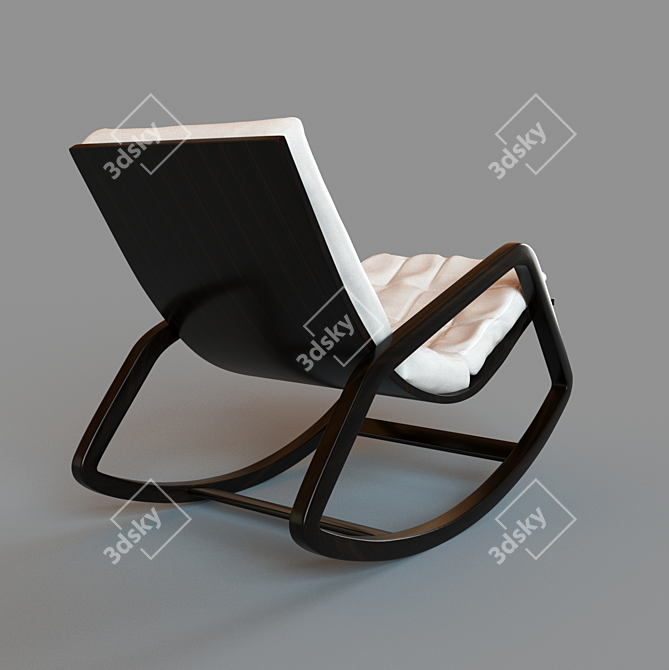 Ontario Beige Armchair - Modern Style, Cotton Upholstery, Venge Wood Base 3D model image 3