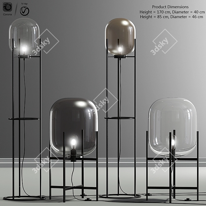 Modern Oda Floor Lamp Set - Sleek Design & Versatile Lighting 3D model image 1