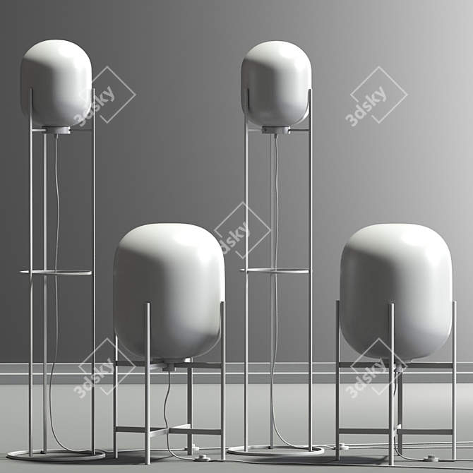 Modern Oda Floor Lamp Set - Sleek Design & Versatile Lighting 3D model image 2