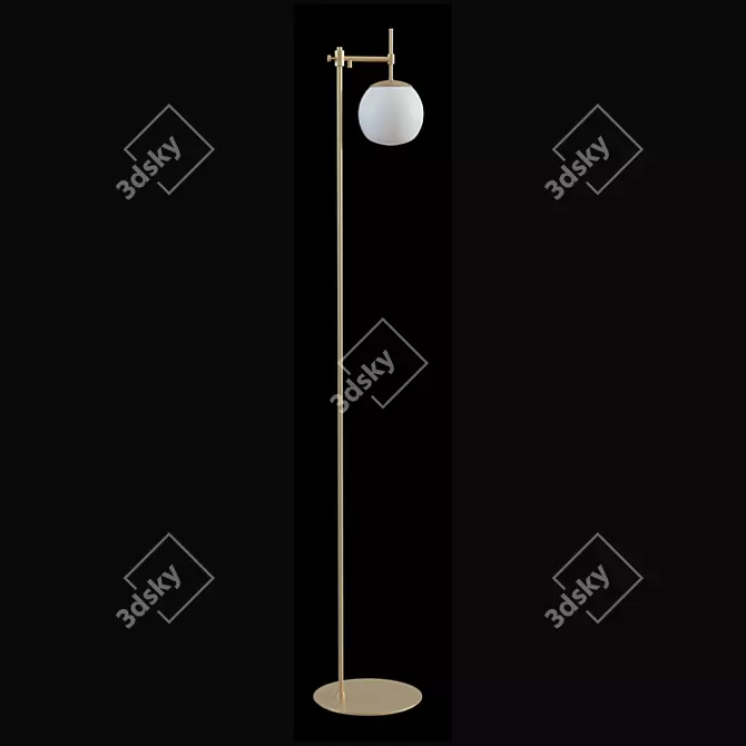 Modern Brass Torcher with White Glass Shade 3D model image 1