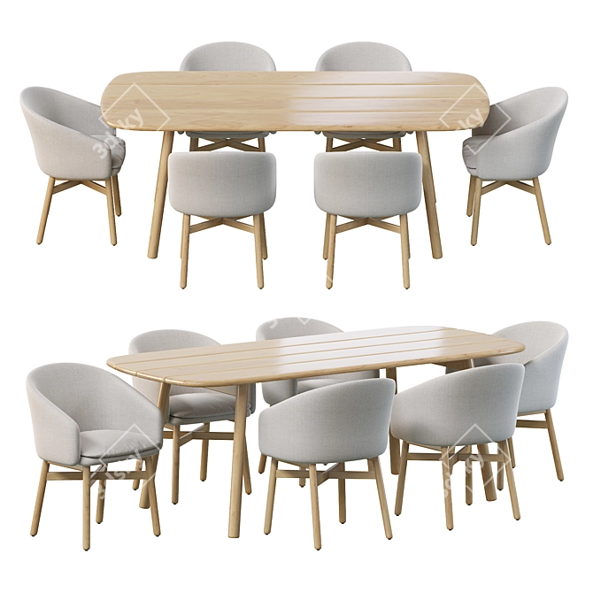 Mbrace Teak Dining Set 3D model image 1