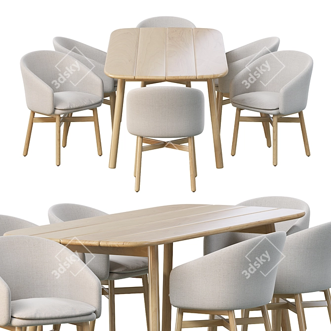 Mbrace Teak Dining Set 3D model image 3