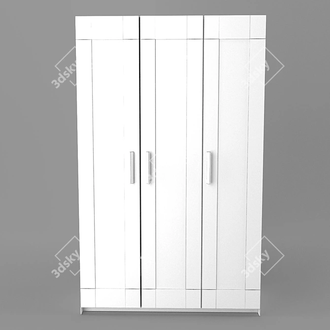 Brimnes Wardrobe: White 3-Door - Compact & Stylish 3D model image 6