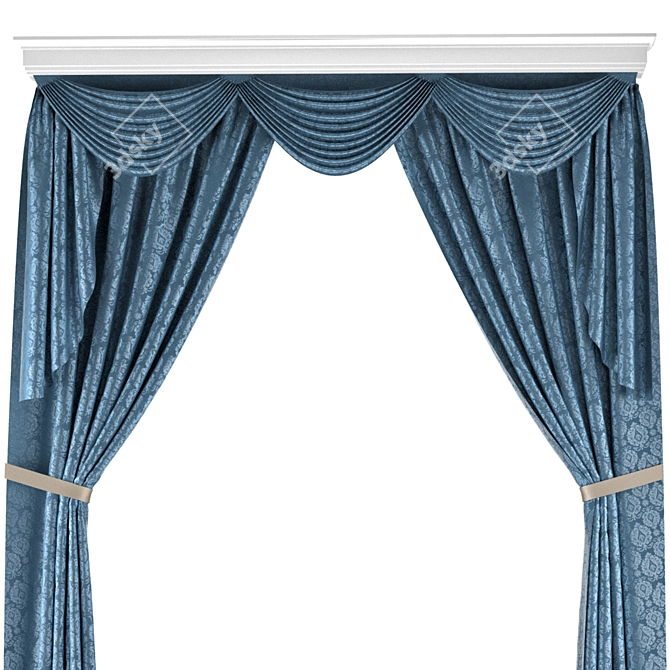 Elegant Drape Curtain 3D model image 2