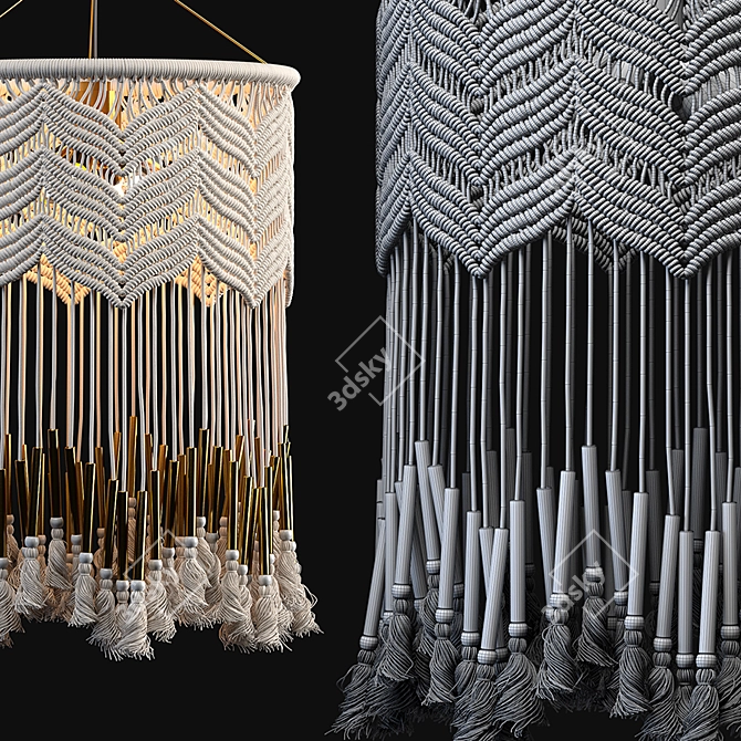 Handcrafted Macrame Pendant Lights 3D model image 2