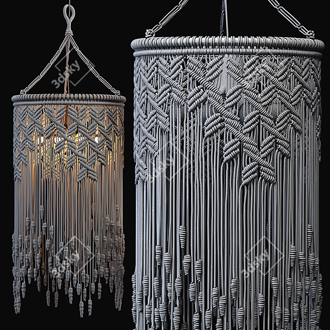 Handcrafted Macrame Pendant Lights 3D model image 3