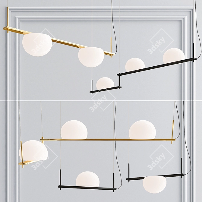 Sleek LED Glass Pendant Lamp 3D model image 1